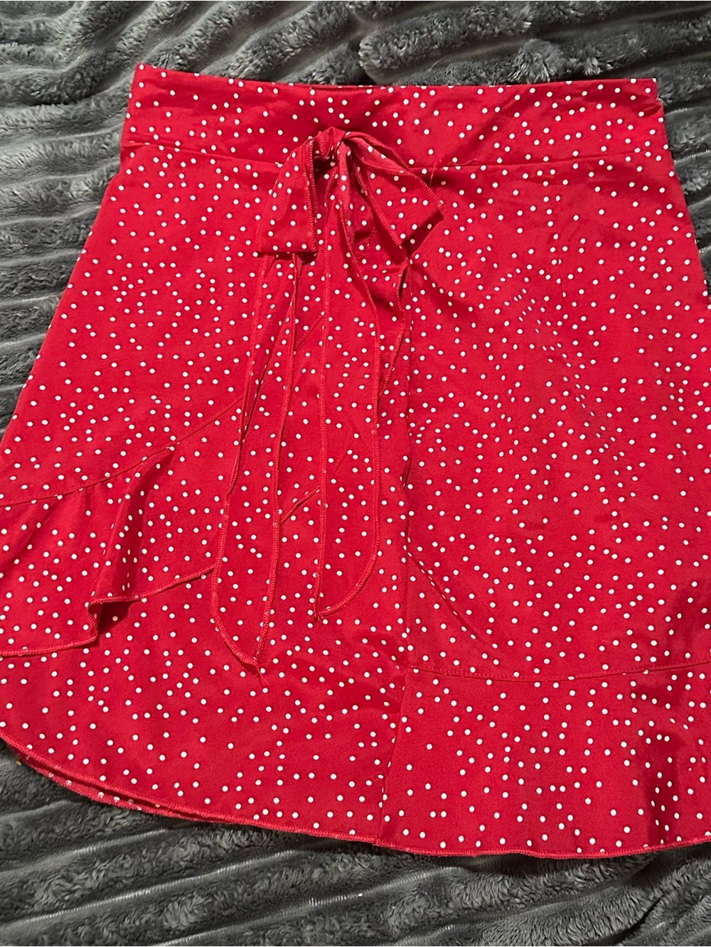 Red Polka Dot Tie-Waist Skirt